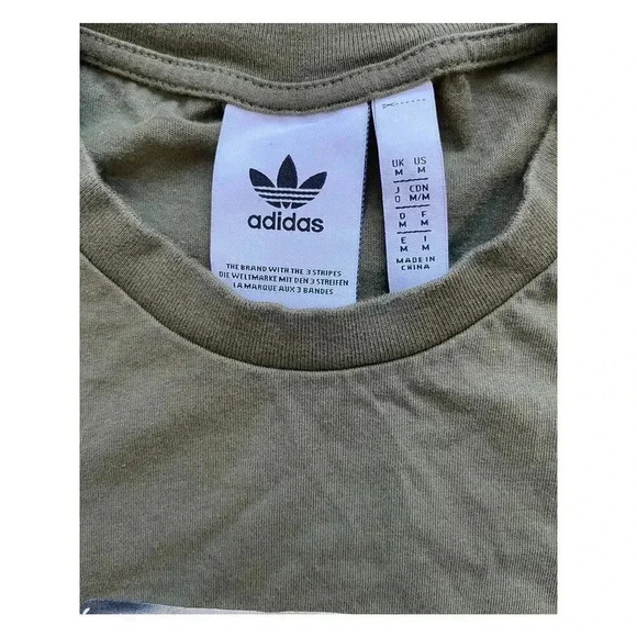 Adidas Trefoil Iridescent Logo Olive Green Short Sleeve T-Shirt Sz M - Picture 6 of 9